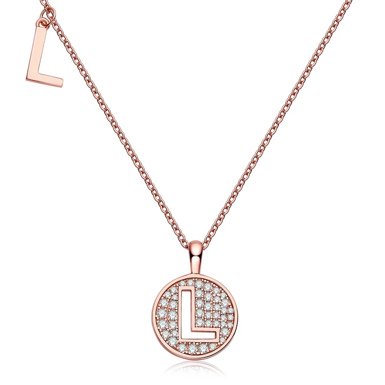 

SAGRIT Good Fashion Jewellery Alphabet L 925 Silver Rose Gold Plated 0.28Ct Moissanite Female Ins Styles Necklaces Jewelry