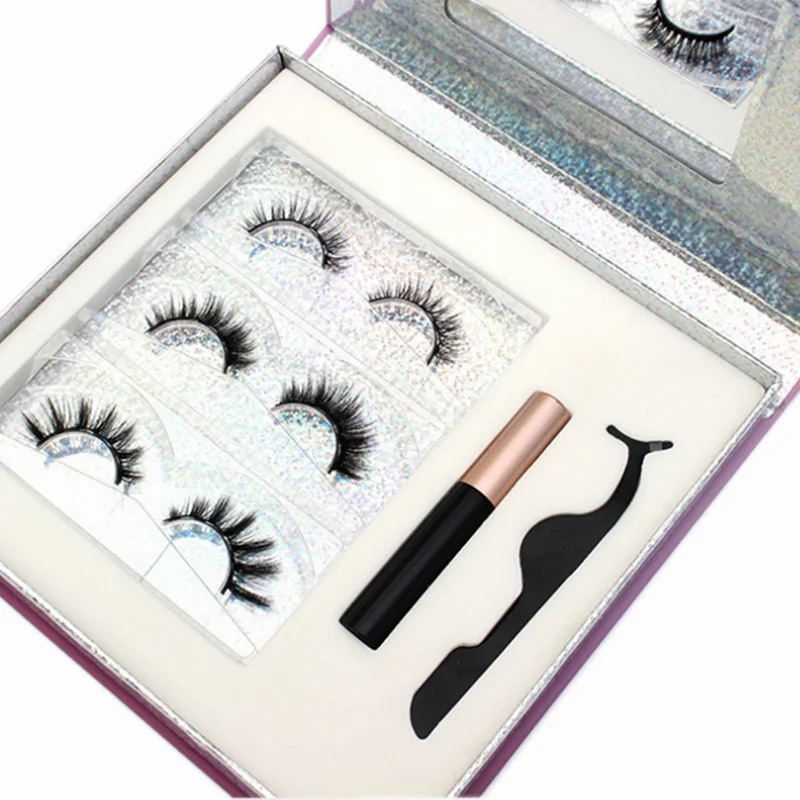 

3d 3 pair magnetic eyelashes with eyeliner set high quality magnet lashes magnetic lashes kit vendor
