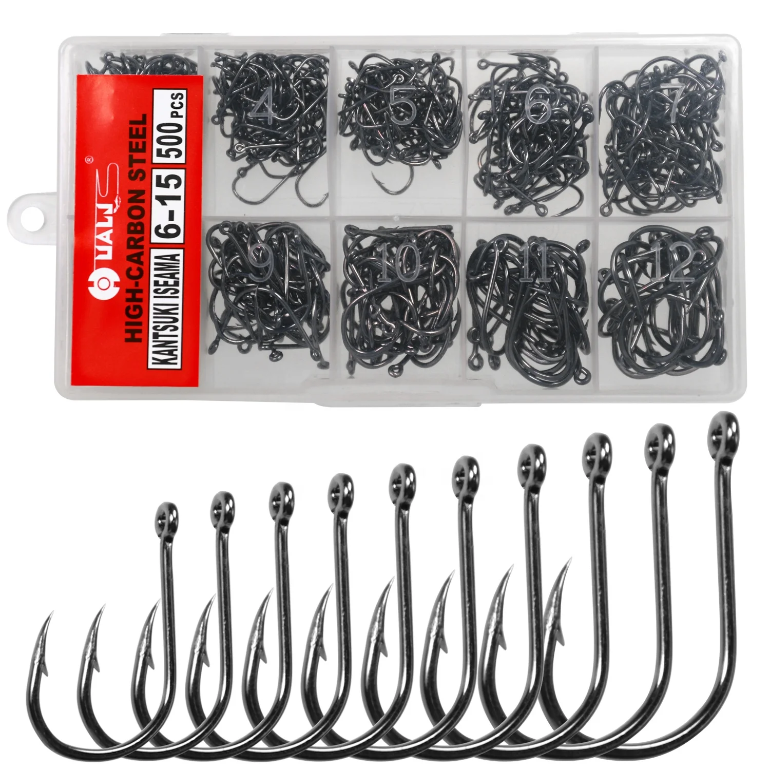 

Thkfish 500pcs box 5 to 16 mixed sizes high carbon steel Fishing Hooks Kit