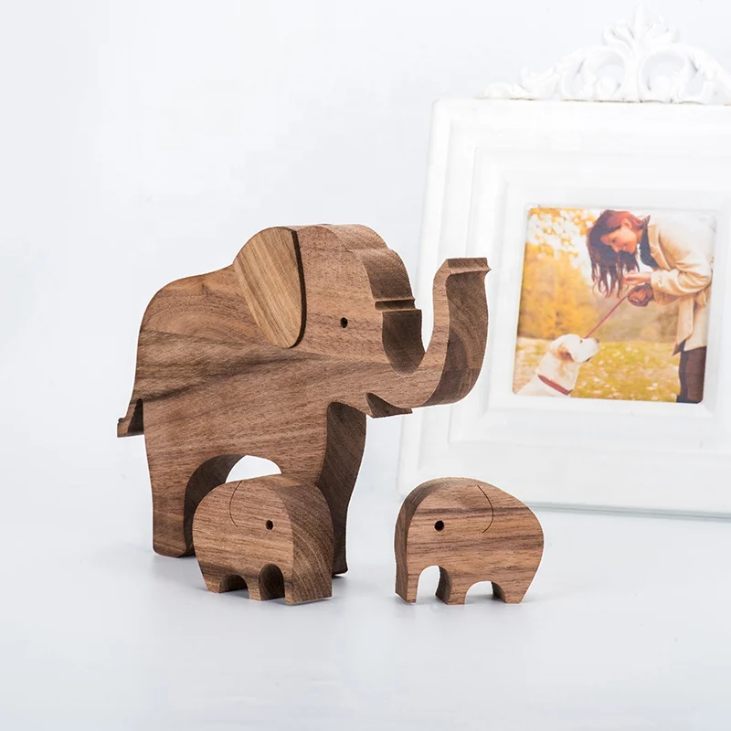 

High quality Multiple Sizes Fast delivery Festival Gifts Love Table Decoration Room Desk Wood Elephant Crafts, Natural