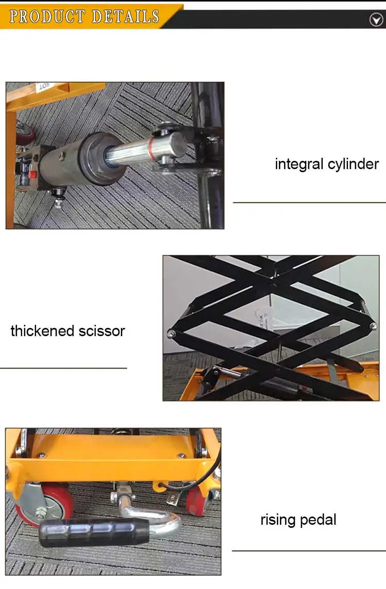 Yellow small countertop hydraulic scissor platform for workshop