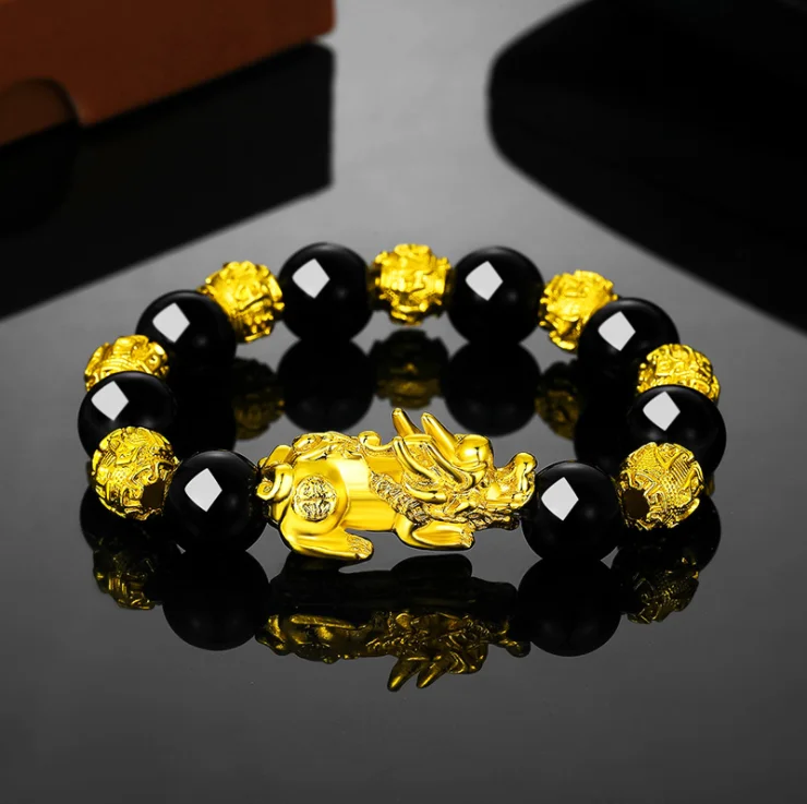 

Trendy Lucky Glass Bead Animal Pixiu Bracelet Gold Brave Troops Bracelets Charms Jewelry Lucky Energy Bracelet For Women Men, Picture