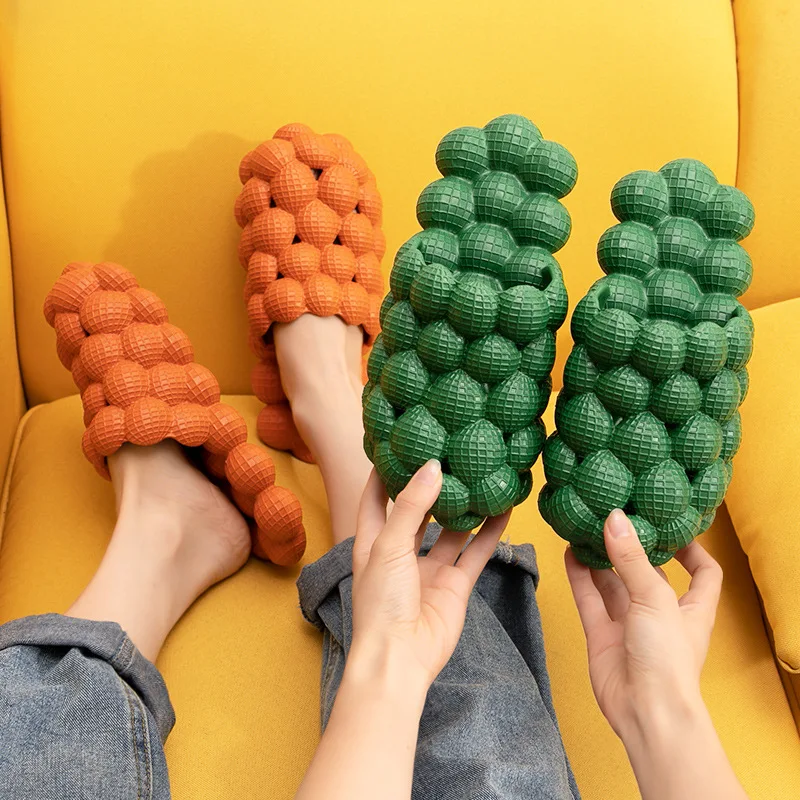 

Fashion Soft EVA Lovers Indoor Massage Slipper Slip-on Female Home Floor Shoes Women Funny Litchi Slippers Ladies Slides, 12