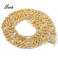 

2019 Hiphop Gold Plated Diamond Figaro Chain Men Ice Cuban Chains Necklace