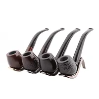 

Traditional Style Durable Bent Round Ebony Nature Wood Handmade Tobacco Cigarettes Cigar Smoking Pipe