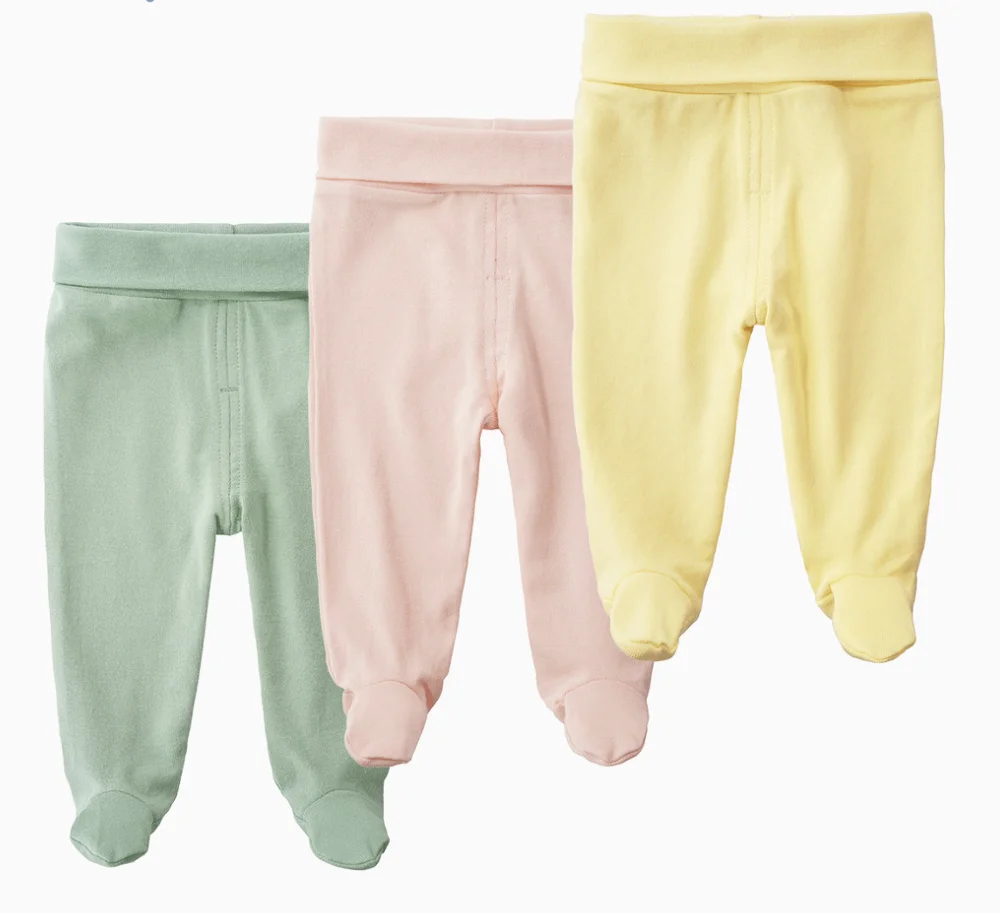 

Newborn Baby Footed Pants Solid Color Soft Cotton Baby Trousers with feet Unisex Infant Joggers Home Wear, Picture shows