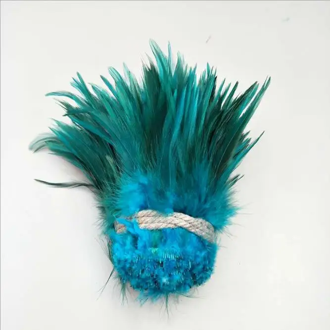 
5-6' Rooster Saddle Feathers strung 