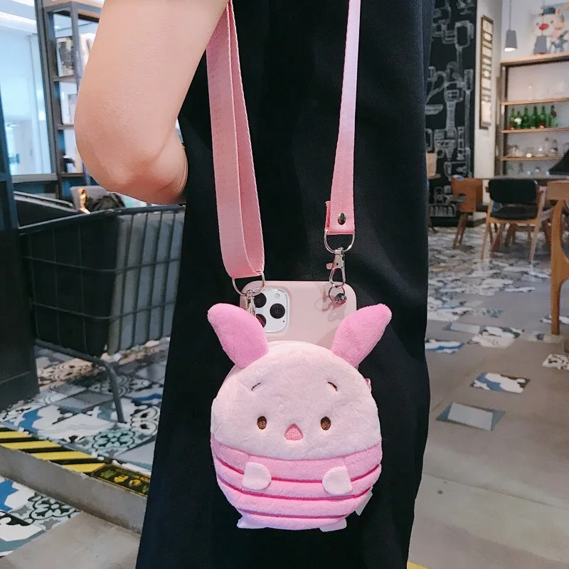 

Cartoon chicken piggy elephant wallet pocket coin purse Silicone Phone Case with strap Necklace For Iphone 11 pro max
