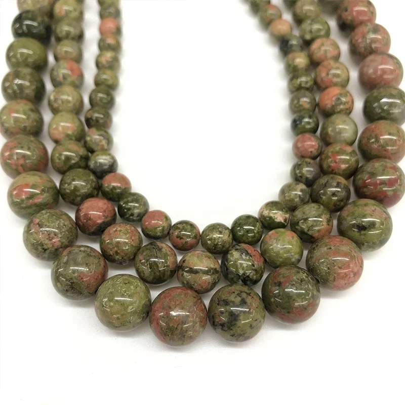

Fashion Semi-precious Stone Natural Unakite Stone Round Loose Beads For Jewelry Making Findings