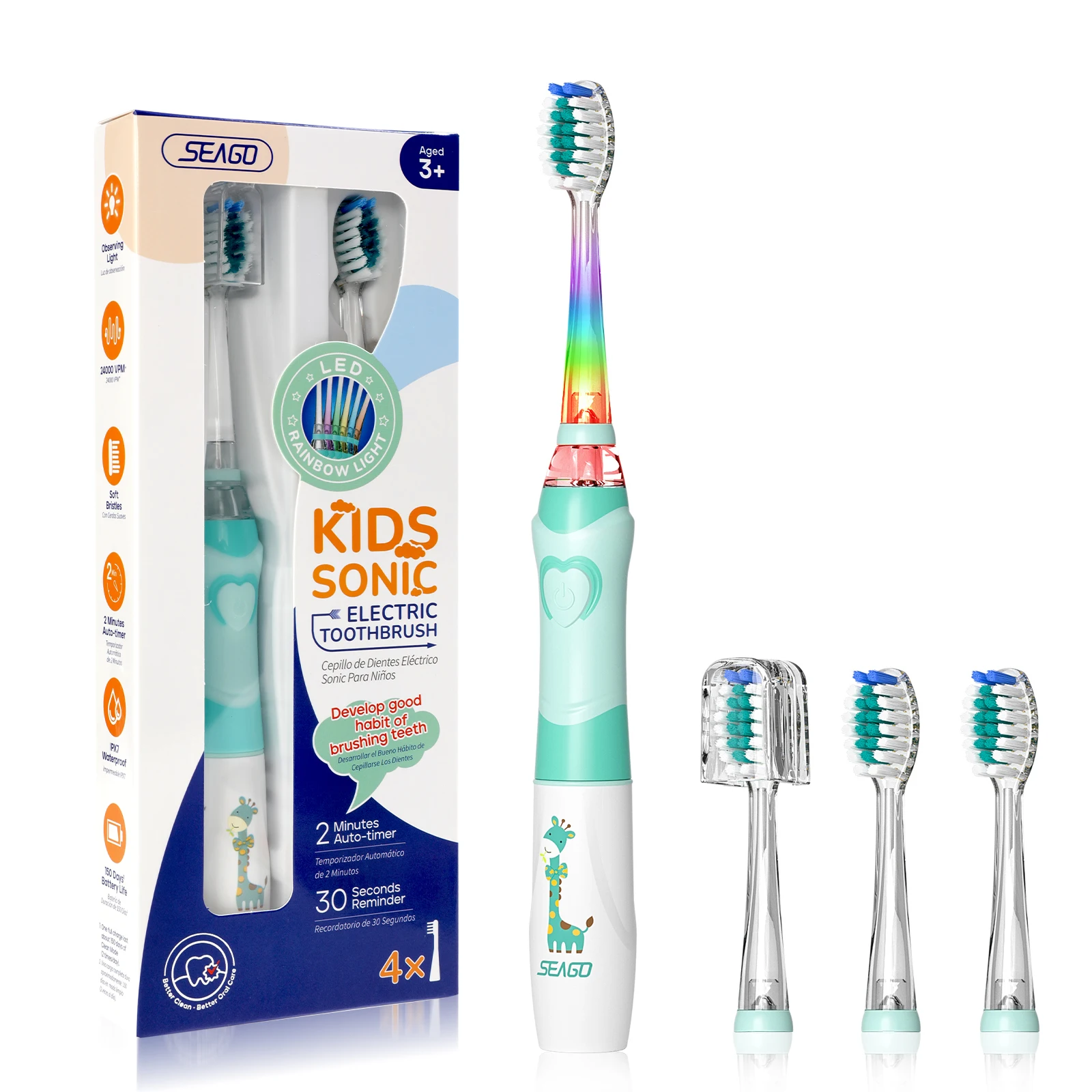 

SEAGO wholesale SG977 Popular Battery Powered Children Child Kids Electrical Tooth Brush Sonic Electric Toothbrush