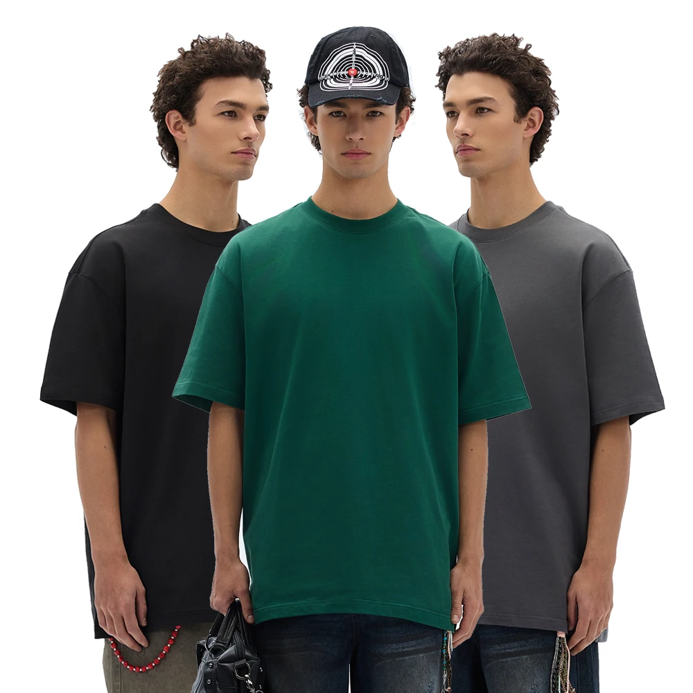 2026 New Cheap Summer 100% Organic Cotton 260gsm Heavy Comfortable Soft Men's Oversized Crew Neck T-shirt Long Print Demand