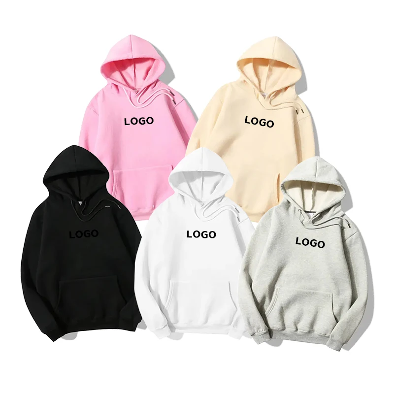 Wholesale Fleece Sweater Custom Logo Fashion Casual Streetwear Hoodie Men Sweatshirts 100% Cotton Blank Hoodie