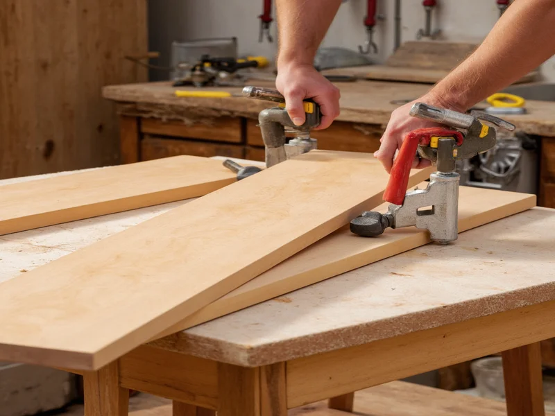 Clamping wood boards for countertop assembly with pipe clamps
