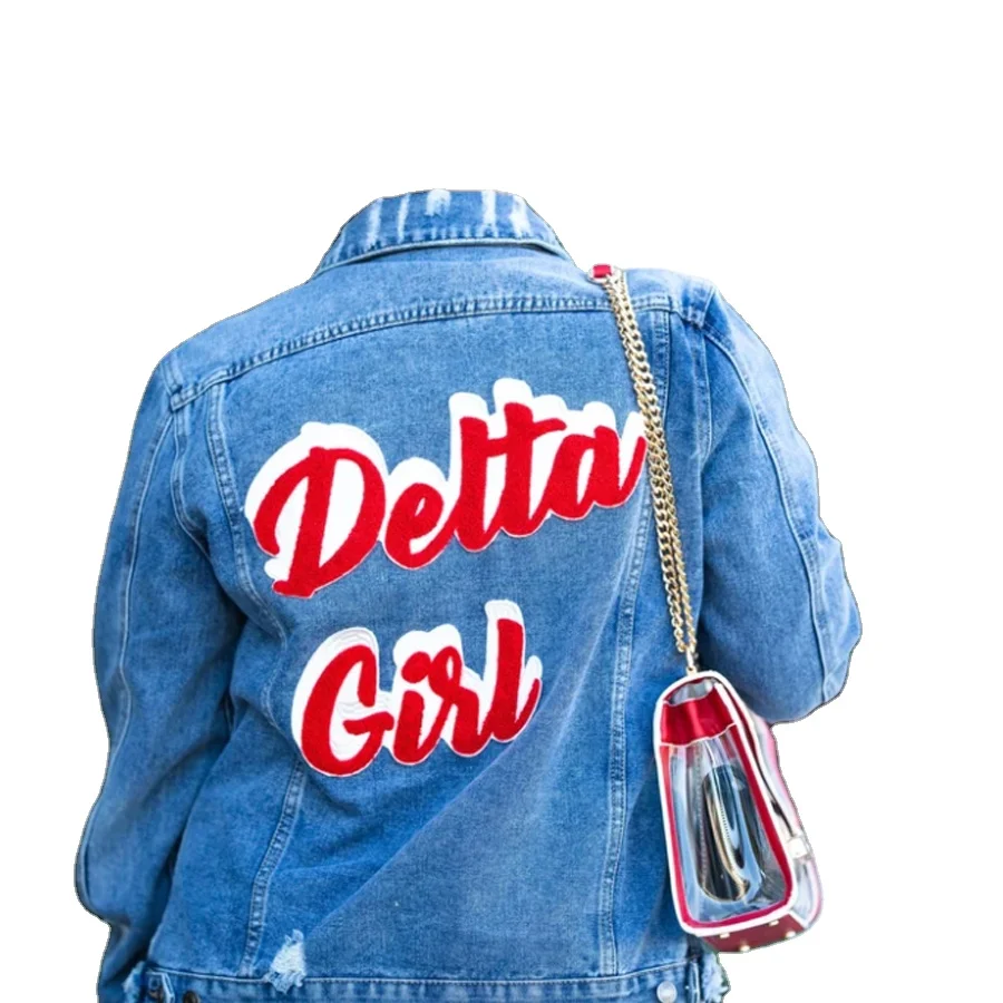 

Drop Ship S to 5XL size Delta Elephant Printed short frayed puff sleeve 1913 Delta Dear Denim Jacket, Customized color