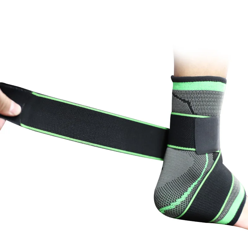 

2021 Wholesale Nylon Sports Compression Ankle Sleeve Ankle Support Ankle Brace For Men Women, Black+green