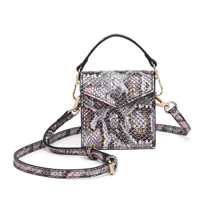 

Hot Sales New Fashion Pu Leather Sling Small Size Flap Bag Snake Pattern Crossbody Bags for Women