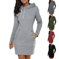 

Aliexpress Ebay Hot Sale Women Casual Dress with Hoodie Long Sleeve Hoodie Dress for Women