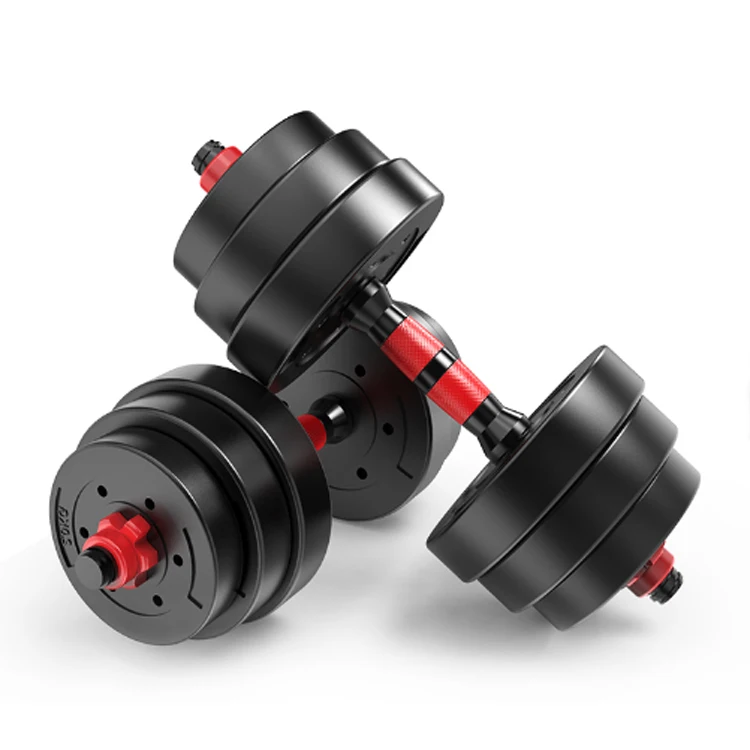 

Eco-friendly barbell Weight lifting environmental Plastic concrete Material cement dumbbell, Black and red