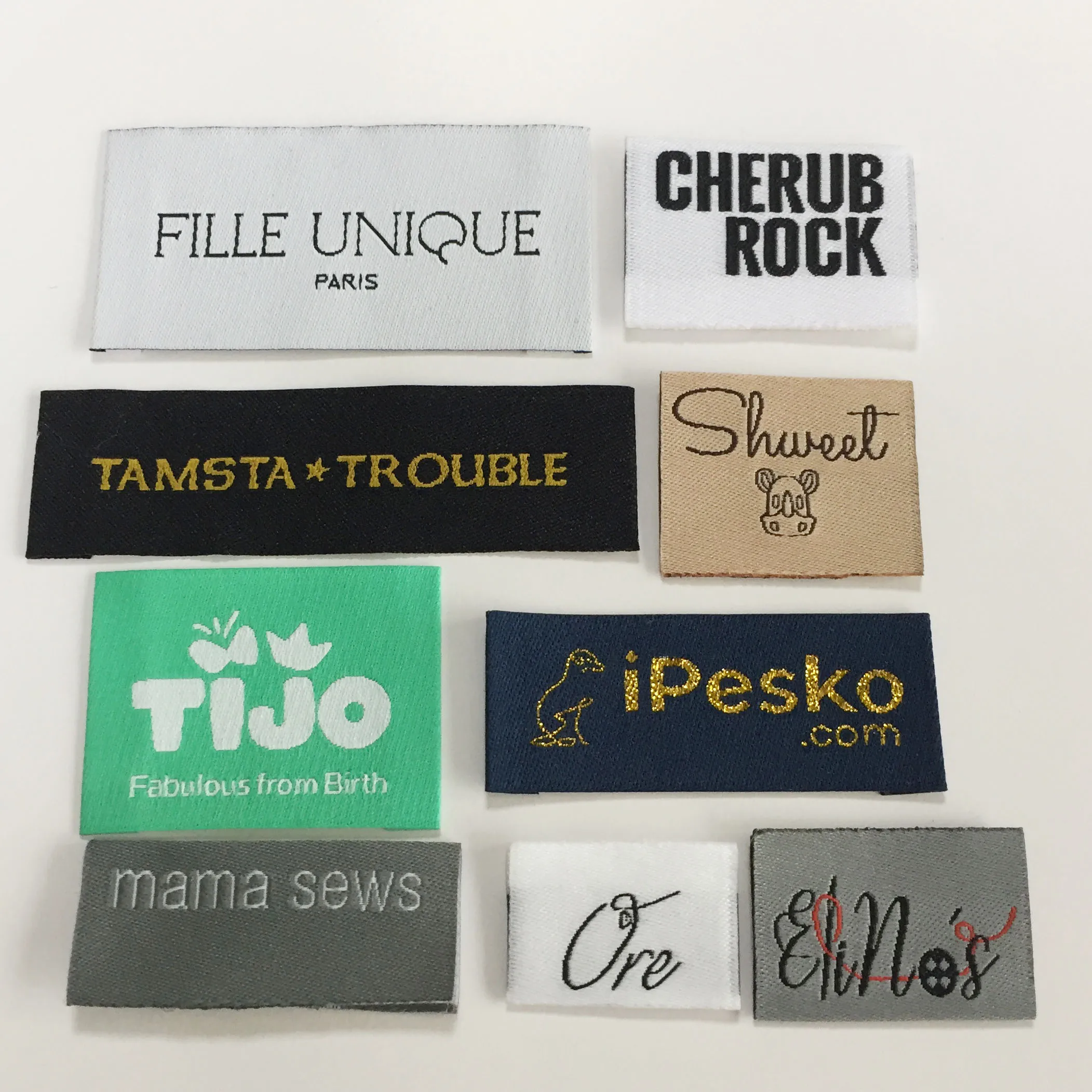 

100PCS USD19 High Quality Cheap Price Custom Name Logo Garment Label Damask Woven Label For Clothing, Custom color