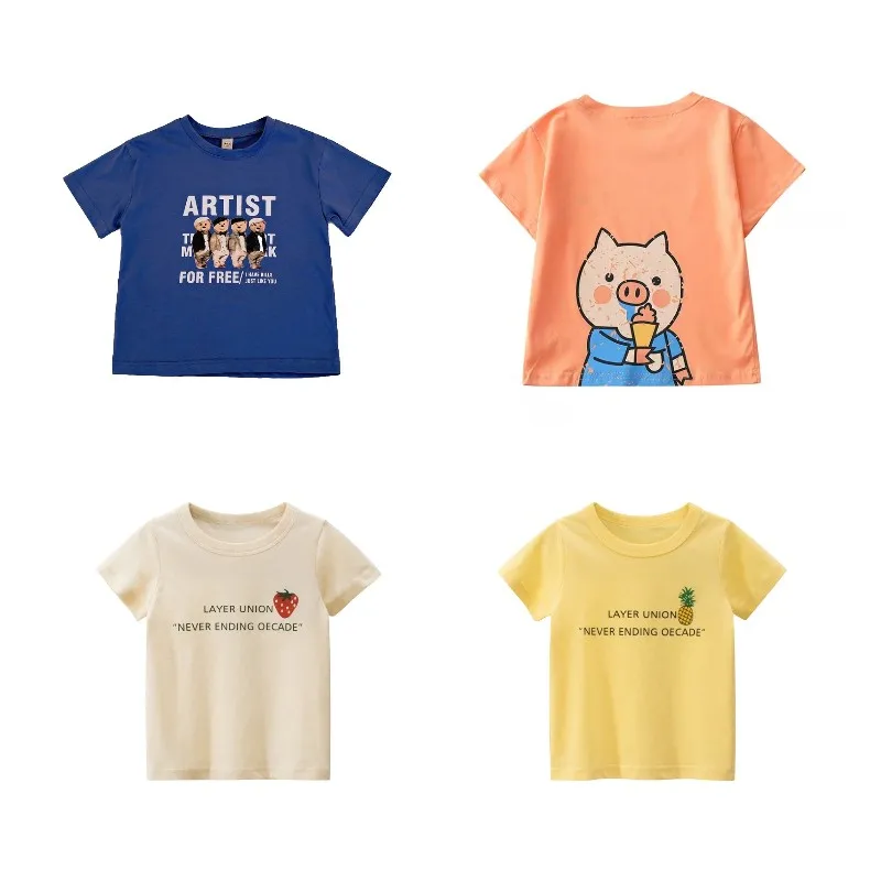 

2021 Summer Boy T-shirt Wholesale Cotton Children's T-shirt Short Sleeve Cotton Cartoon Top