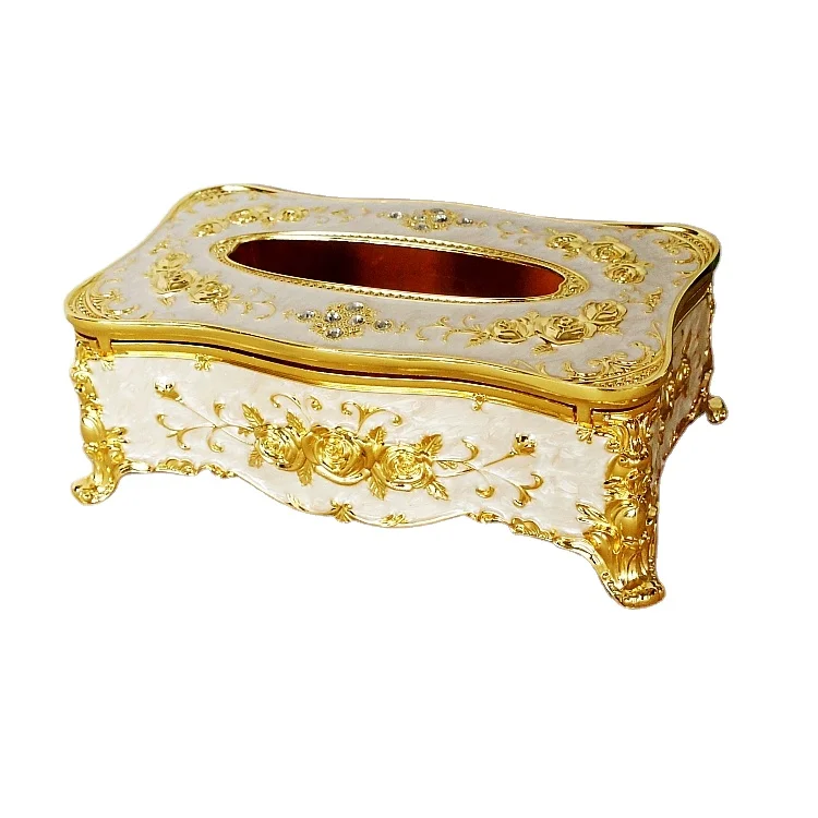 

Luxury Alloy Tissue Box Napkin Box for Living Room Gold Tissue Box Tissue Holder for Coffee Shop, As shown