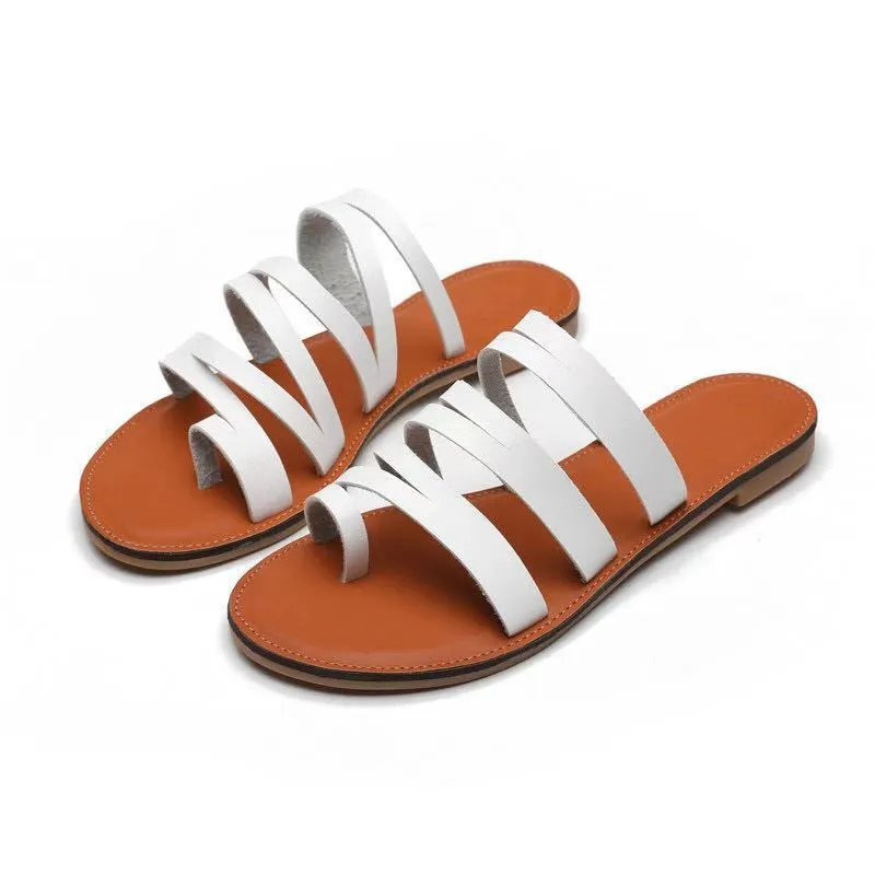 

PDEP Hot summer for ladies open-toe beach sandals beautiful flat slipper leather sandales, Orange,black, pink,white