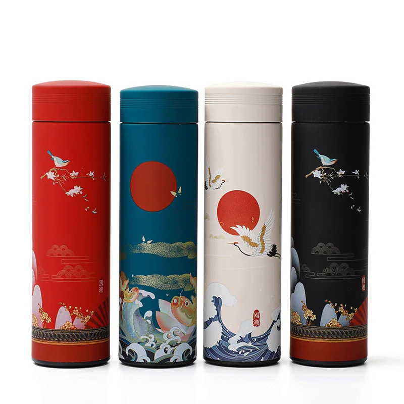 

500ml Creative Chinese Style Retro Thermos Cup Men And Women Students Stainless Steel Literary Vacuum Flasks Water Bottle