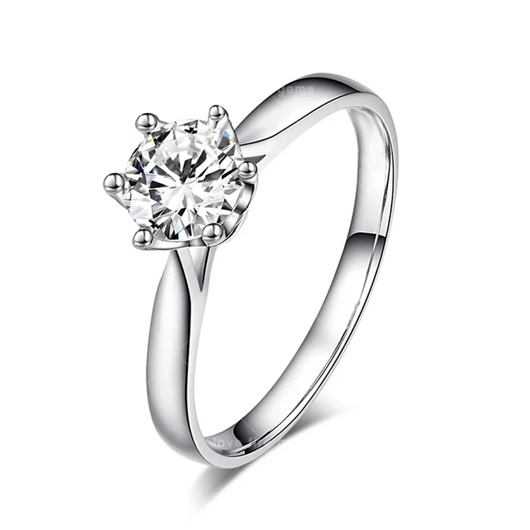 

classic design High Quality 18K white gold solitaire 1 carat GH moissanite Au 750 wedding rings for women