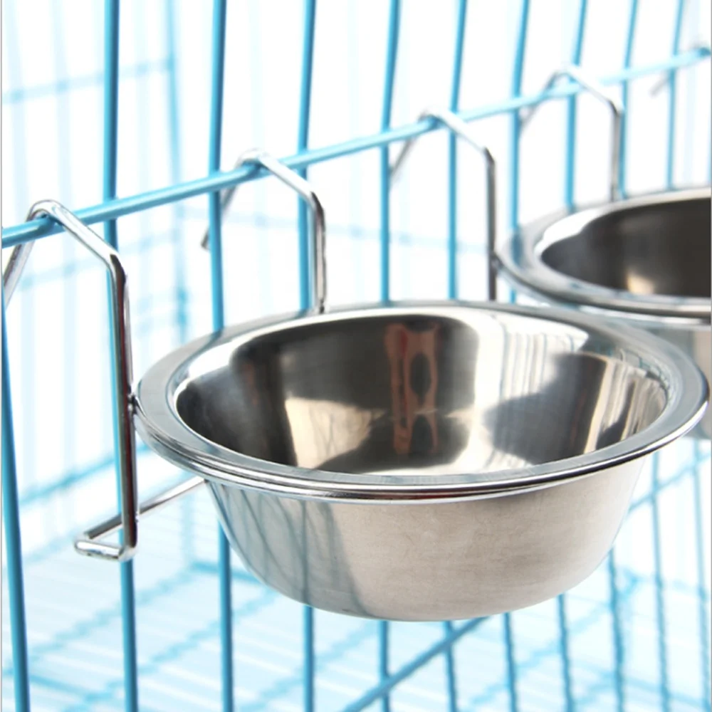 

Dog Bowl Removable Stainless Steel Hanging Pet Cage Bowl Food & Water Feeder Coop Cup for Cat Puppy Bird Pets Guinea Pigs