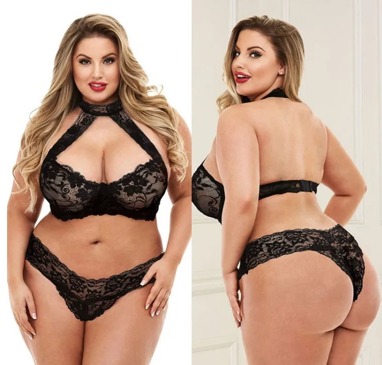 

QQNY0401 Mature Ladies Hanging Neck Underwear Sexy Lingerie For Fat Woman Big Size
