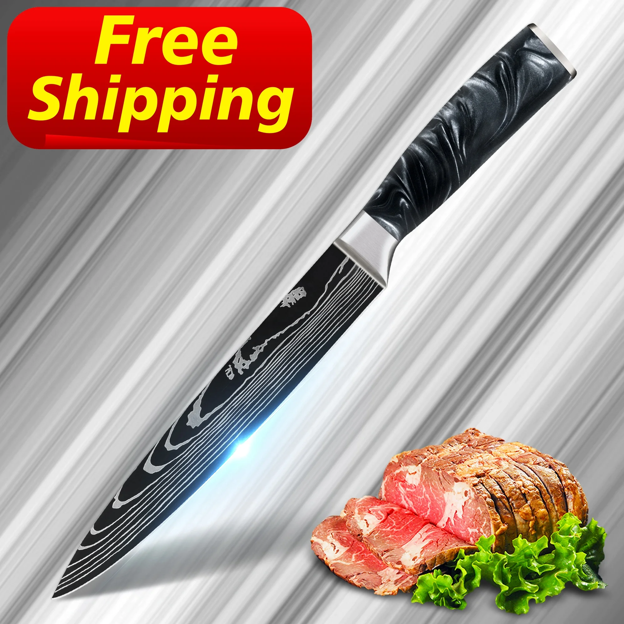 

Free Shipping Obsidian Black Resin 8 inch slicing fish knife slicing knife carving knife for vegetables steak by skycook, Customized color