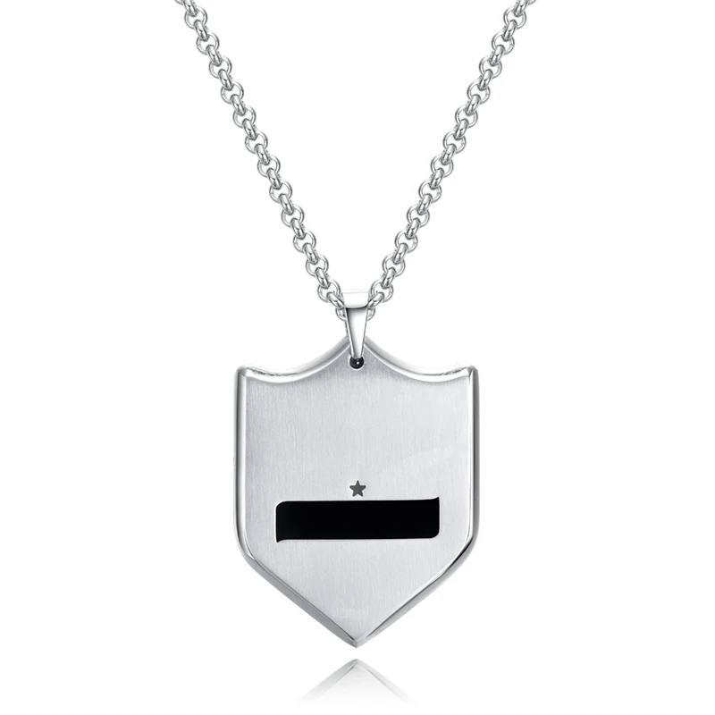 

Silver and Black Stainless Steel Shield Necklace Pendant for Men