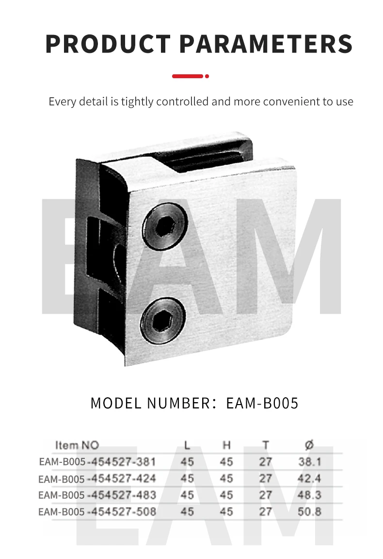 Square stainless steel glass clamp On demand/full specification reliable quality handrail fitting railing accessories