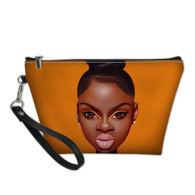 

Women Bags Make Up African Girls Black Art Makeup Pouch Ladies Portable Cosmetic Cases Females Travel Necessity, Customized