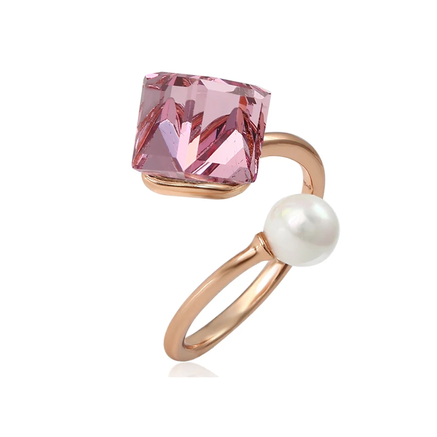 

16586 Xuping ready to ship New crystal ladies ring jewelry with square shiny stone