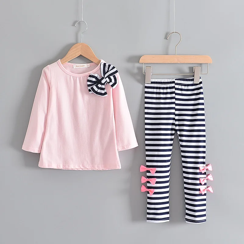 

B53292A 2020 Spring autumn korea style little girls cotton pants set, Shown