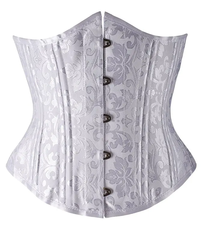 

26 Double Steel Bone Steel Busk Boned Fajas Waist Trainer Corsets Bustier Slim Body Shaper, Black,white