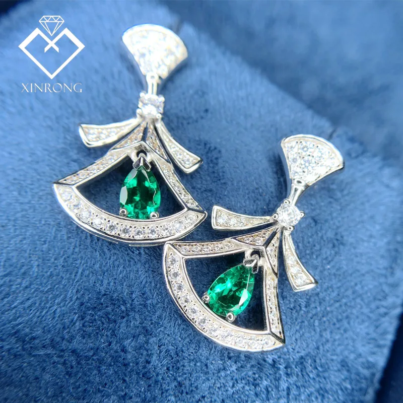 

The factory sells classic Zambian colours culture d'emeraldes lab grown emerald earrings 925 sterling silver For girl gifts