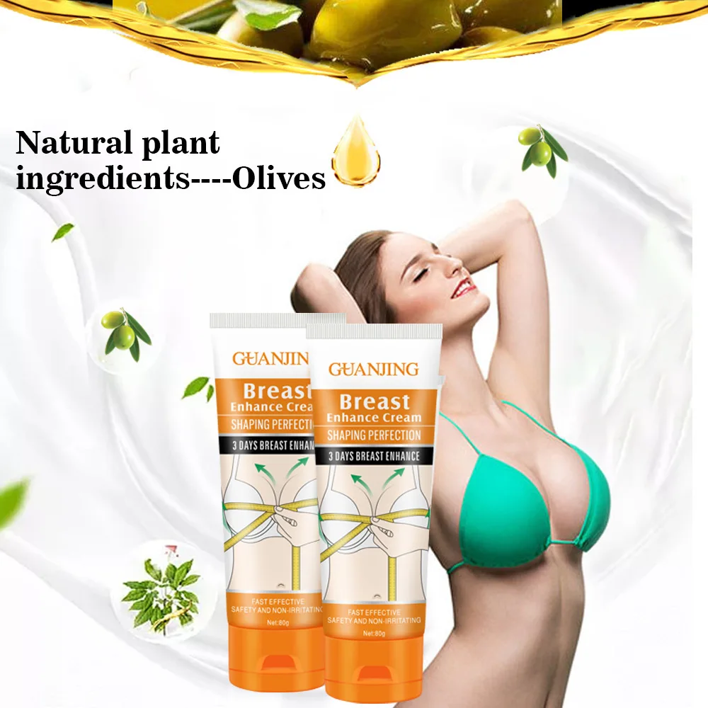 

Big Firming Breast Enhance Cream Olive Oil Natural Healthy Tightening Massage Body Cream Crema Breast Care 80g, Transparent liquid