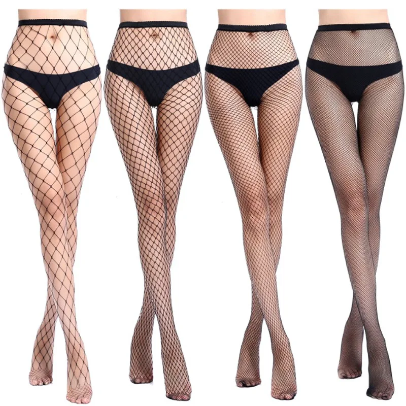 

Women Sexy Transparent Slim Fishnet Pantyhose Club Party Net Holes Black Tights Thigh High Stockings Small/Middle/Big Mesh