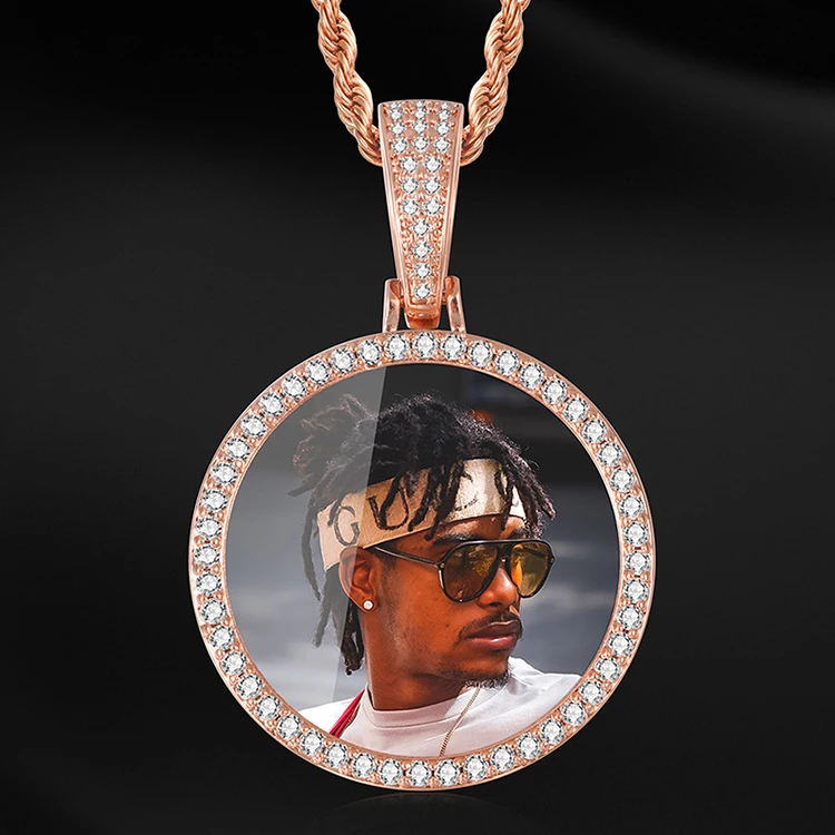 

Hip Hop Bling Diamond Custom Photo Solid Diy Creative Photo Necklace Copper Inlaid Cubic Zirconia Pendant Necklace, Picture shows