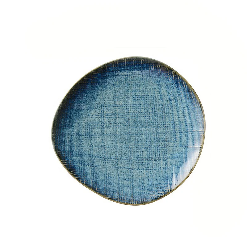 

Irregular Cheap Wholesale Blue High Quality Porcelain Tableware Plates Dinnerware