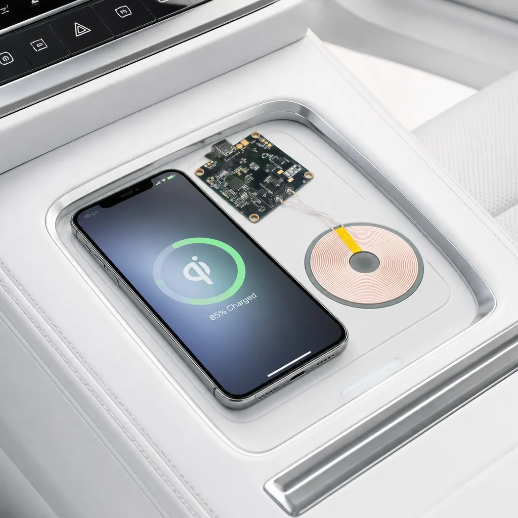 15W Qi Wireless Charging Transmitter Module Type-C Input 4-10mm Gap Ultra-Slim Coil and Control Board 18