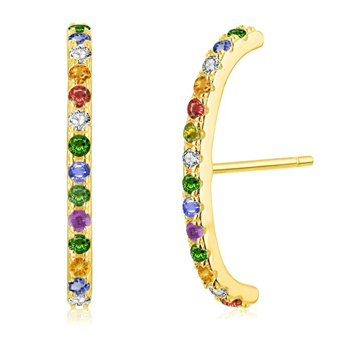 

ROXI 18k gold jewelry single row colorful diamond fashion earrings
