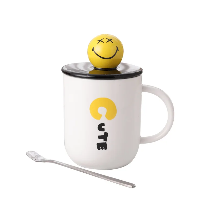 

Creative new expression ceramic cup cartoon smiling face mug breakfast milk coffee couple Office water Cup