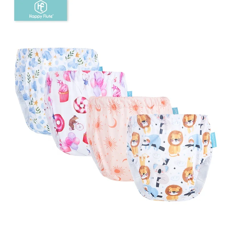 

HappyFlute Factory Price Good Quality Waterproof Cloth Diapers Reusable Super Absorbency Baby Training Pants, Pul print