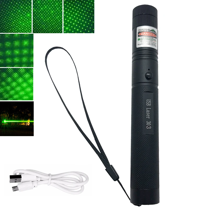 

USB 303 laser pointer stars Rechargeable high power green laser light cat pointer pen