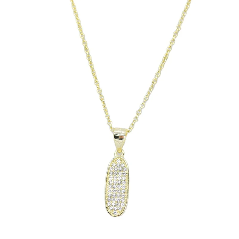 

Wholesale Crystal Oval Shape Rhinestone Gold Plated Silver Chain Pendants Necklaces