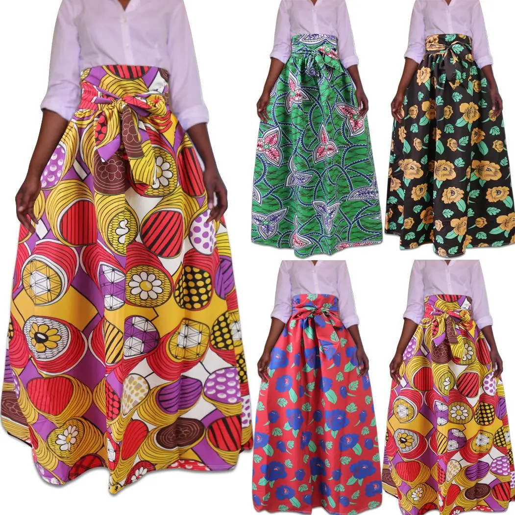 

Multicolor African Ethnic Style Skirt Daxi Jifu Totem Printed 4-Color 7-Size Skirt, Picture showed