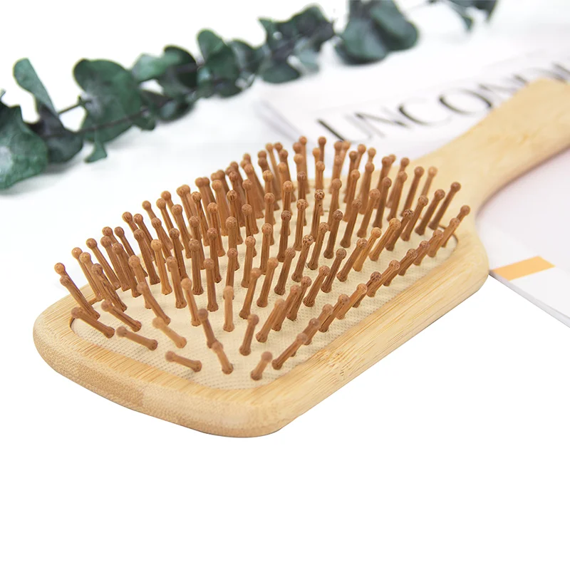 

Wholesale Scalp Massage Paddle Brush High Quality Natural Eco-friendly Bamboo Paddle Air Cushion Hair Brush